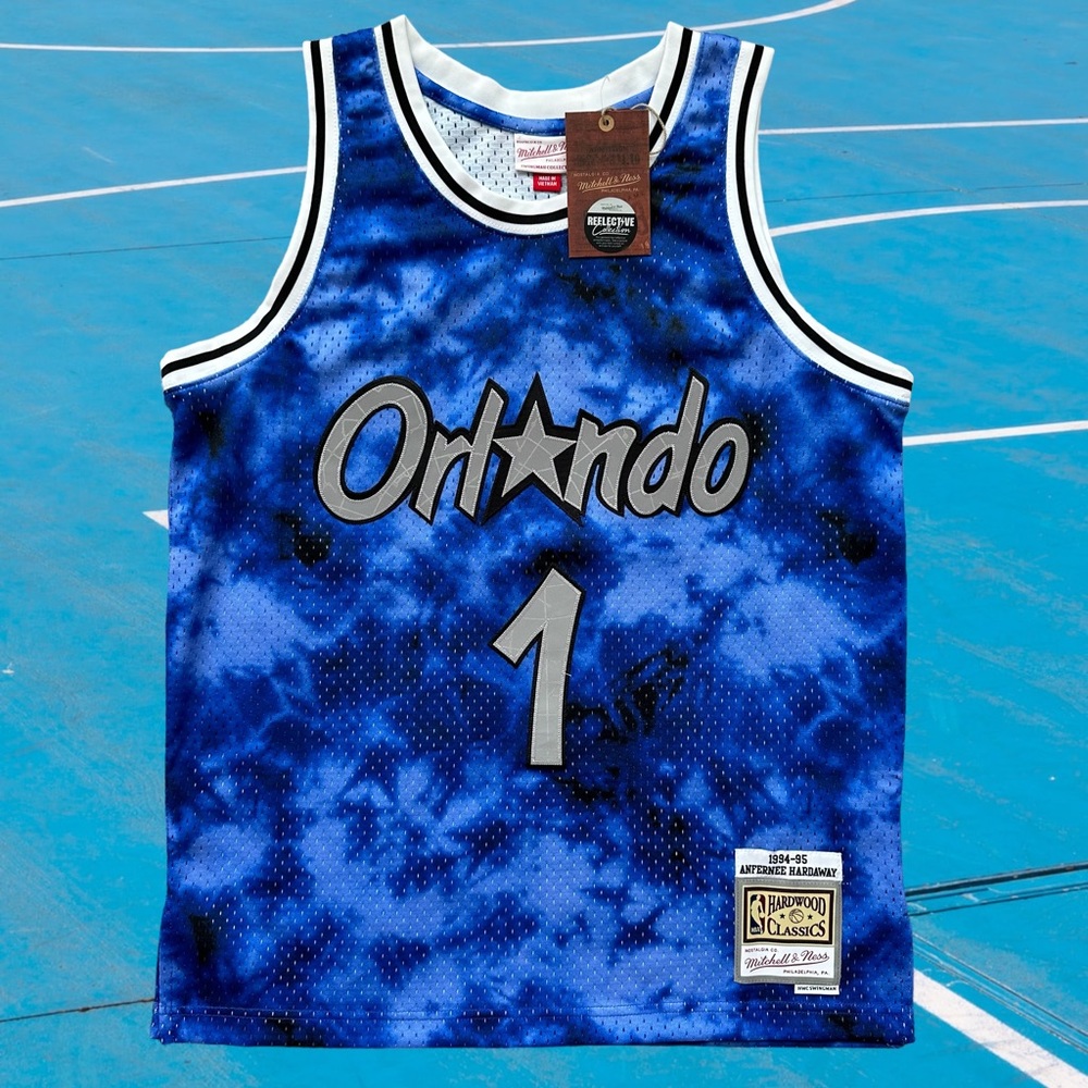 NBA GALAXY SWINGMAN ORLANDO MAGIC HARDAWAY BASKETBALL REFLECTIVE TIE DYE BLACK